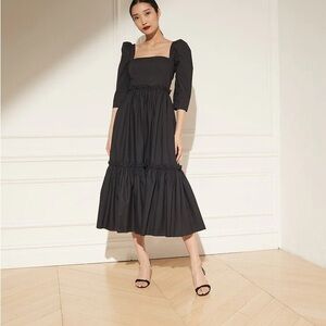 Cara Cara Black Smocked Tiered Sundress